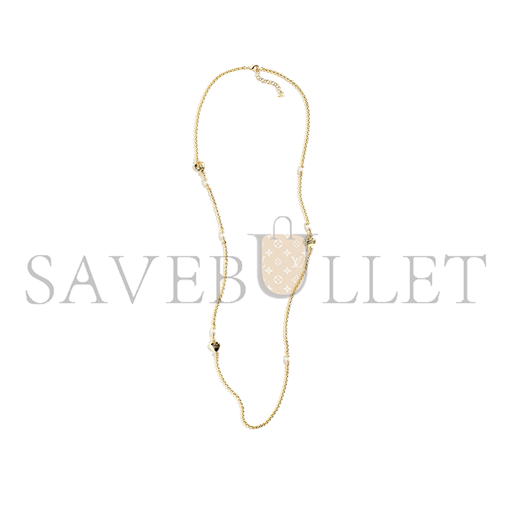 Ch*el metal long necklace abd083